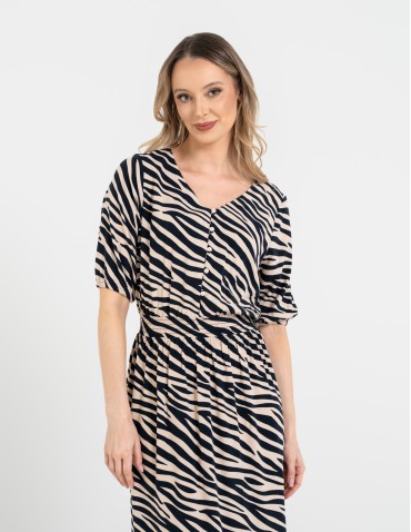 Sukienki i kombinezony - Sukienka damska maxi z wiskozy z elastyczną talią WZÓR 2 - produkt 3