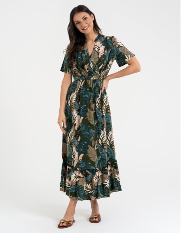 SUKIENKI - Sukienka damska maxi z wiskozy z kopertowym dekoltem WZÓR 1 - produkt 3