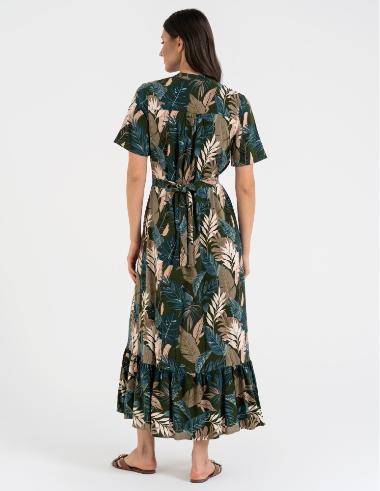 SUKIENKI - Sukienka damska maxi z wiskozy z kopertowym dekoltem WZÓR 1 - produkt moraj.pl 4