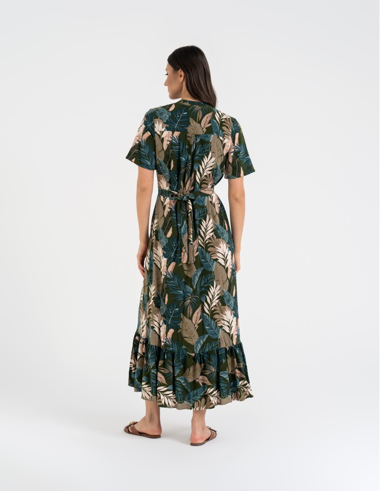 SUKIENKI - Sukienka damska maxi z wiskozy z kopertowym dekoltem WZÓR 1 - produkt moraj.pl 11