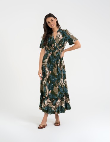 SUKIENKI - Sukienka damska maxi z wiskozy z kopertowym dekoltem WZÓR 1 - produkt 9