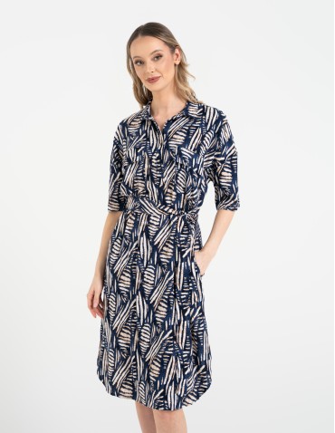 Sukienki i kombinezony - Sukienka damska szmizjerka z paskiem ze 100% wiskozy WZÓR 2 - produkt 1