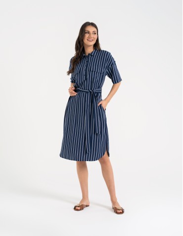 Sukienki i kombinezony - Sukienka damska szmizjerka z paskiem ze 100% wiskozy WZÓR 1 - produkt 10