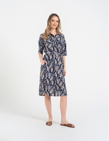 Sukienki i kombinezony - Sukienka damska szmizjerka z paskiem ze 100% wiskozy WZÓR 2 - produkt 3