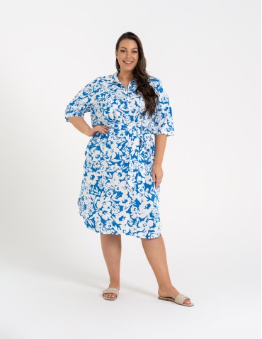 Sukienka damska szmizjerka z paskiem ze 100% wiskozy