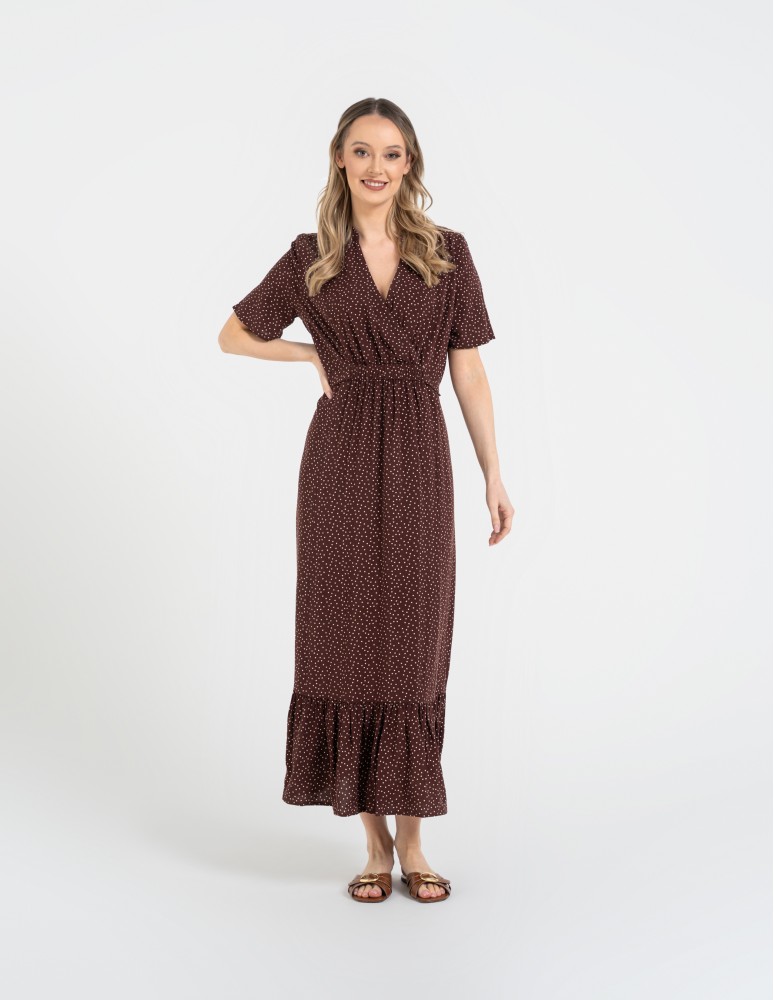 Sukienka damska maxi z wiskozy z kopertowym dekoltem WZÓR 2