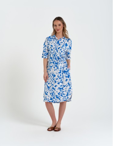 Sukienki i kombinezony - Sukienka damska szmizjerka z paskiem ze 100% wiskozy WZÓR 3 - produkt 1