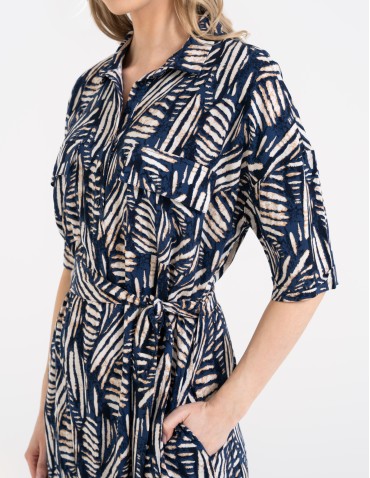 Sukienki i kombinezony - Sukienka damska szmizjerka z paskiem ze 100% wiskozy WZÓR 2 - produkt 2