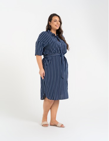 Sukienki i kombinezony - Sukienka damska szmizjerka z paskiem ze 100% wiskozy WZÓR 1 - produkt 15