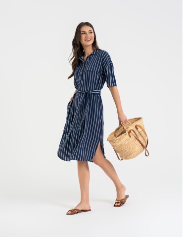 Sukienki i kombinezony - Sukienka damska szmizjerka z paskiem ze 100% wiskozy WZÓR 1 - produkt 3