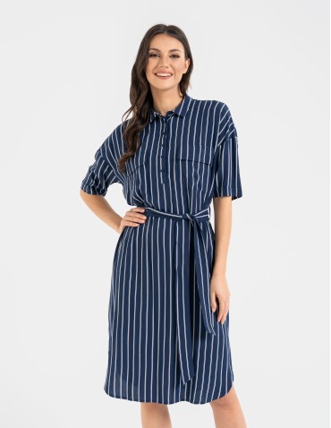 Sukienki i kombinezony - Sukienka damska szmizjerka z paskiem ze 100% wiskozy WZÓR 1 - produkt 5