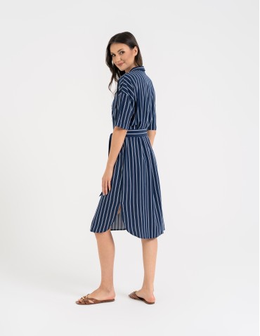 Sukienki i kombinezony - Sukienka damska szmizjerka z paskiem ze 100% wiskozy WZÓR 1 - produkt 9