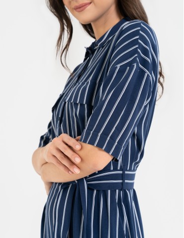 Sukienki i kombinezony - Sukienka damska szmizjerka z paskiem ze 100% wiskozy WZÓR 1 - produkt 4