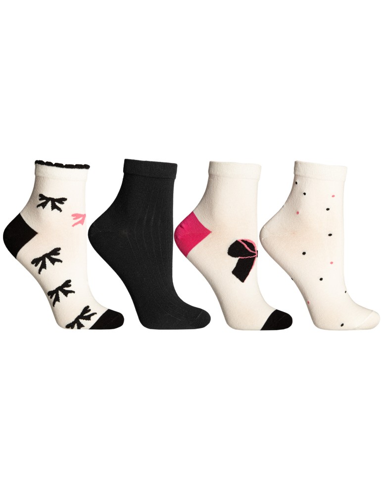 Skarpety - Skarpetki dziewczęce bawełniane za kostkę w kokardki i kropki 4-pak MIX KOLOR - produkt moraj.pl 1