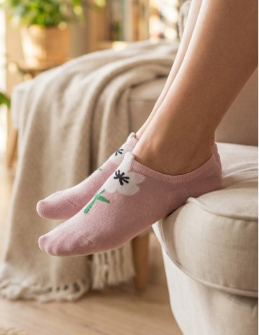 Niskie stopki - Skarpetki damskie stopki niskie z kwiatowym motywem 3-pak WIELOKOLOROWY - produkt 5