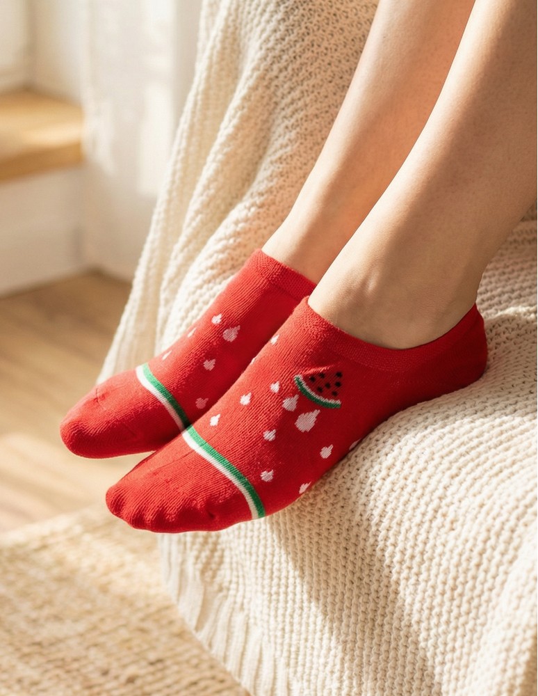 Niskie stopki - Skarpetki damskie niskie stopki z motywem arbuza 3-pak WIELOKOLOROWY  - produkt moraj.pl 2