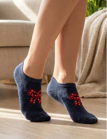 Niskie stopki - Skarpetki damskie niskie stopki w kokardki 3-pak WIELOKOLOROWY - produkt 4