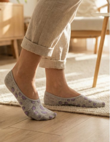 Niskie stopki - Skarpetki damskie niskie stopki silikonowe wykończenie 3-pak WIELOKOLOROWY - produkt 3