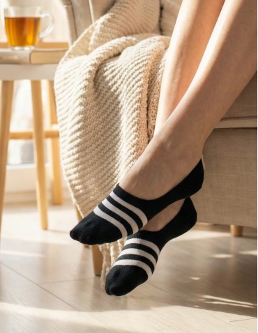 Niskie stopki - Niskie stopki damskie basic w paski 12-pak WIELOKOLOROWY - produkt 4