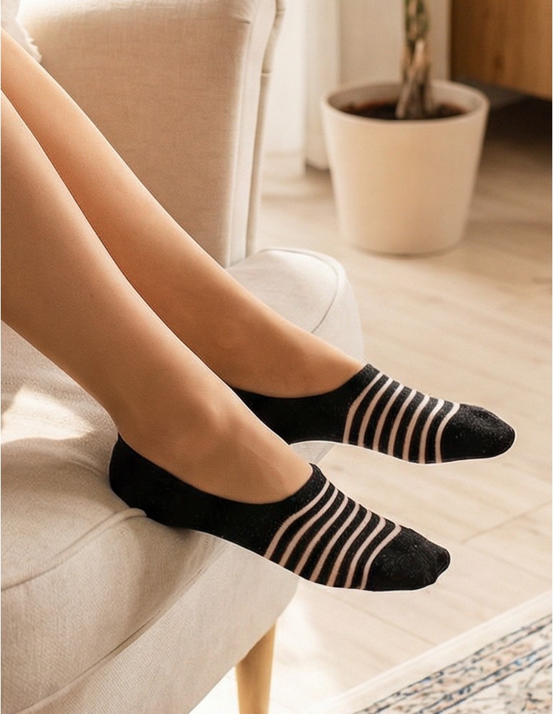 Niskie stopki - Skarpetki niskie stopki damskie bawełniane z siateczką 3-pak WIELOKOLOROWY  - produkt moraj.pl 3