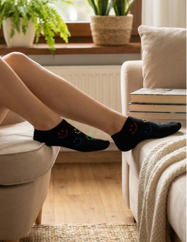 Niskie stopki - Skarpetki stopki damskie niskie bawełniane uśmiech 3-pak WIELOKOLOROWY - produkt 4