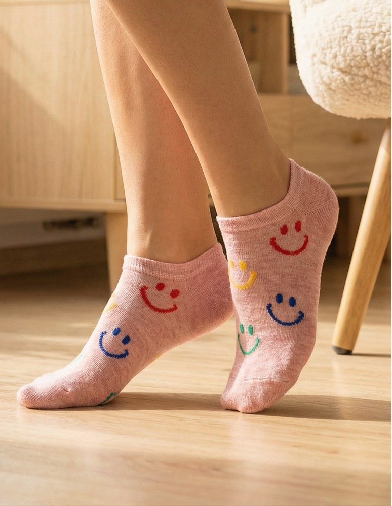 Skarpetki stopki damskie niskie bawełniane uśmiech 3-pak WIELOKOLOROWY