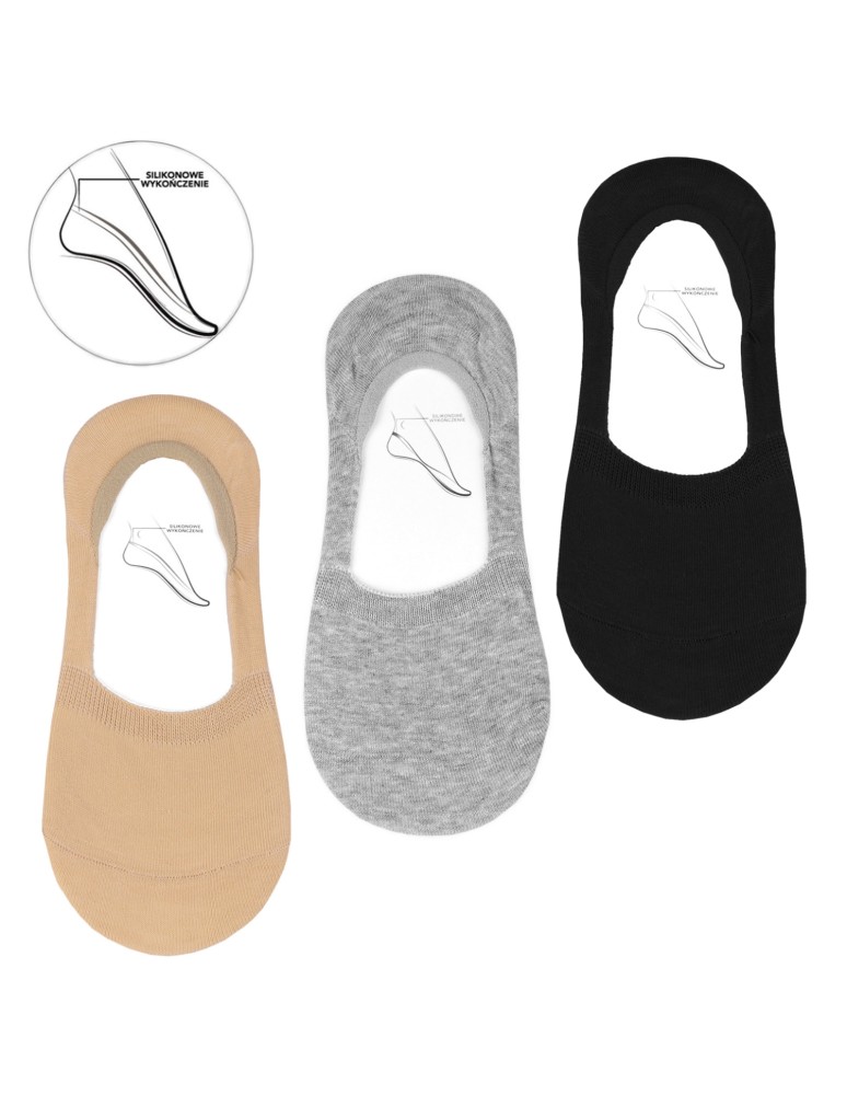 Niskie stopki - Niskie stopki damskie w klasycznej kolorystyce 3-pak WIELOKOLOROWY - produkt moraj.pl 1