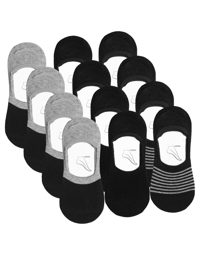 Niskie stopki - Niskie skarpetki stopki męskie bawełniane w paski 12-pak WIELOKOLOROWY - produkt moraj.pl 1