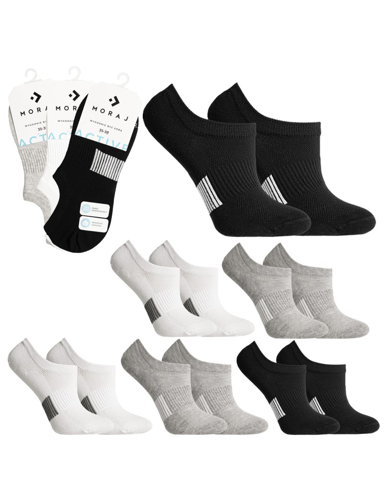 Niskie stopki - Skarpetki unisex niskie stopki sportowe z bawełny czesanej 6-pak WIELOKOLOROWY - produkt moraj.pl 1