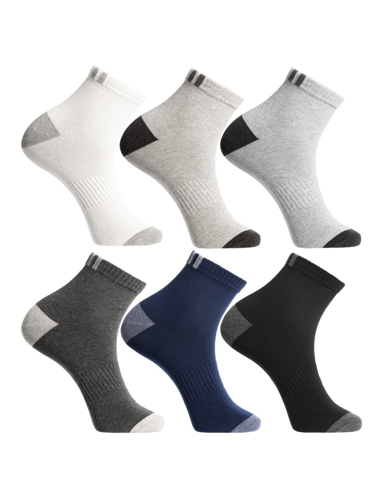 Skarpetki za kostkę - Skarpety męskie bawełniane klasyczne z delikatnymi paskami  3-pak MIX KOLOR - produkt moraj.pl 1