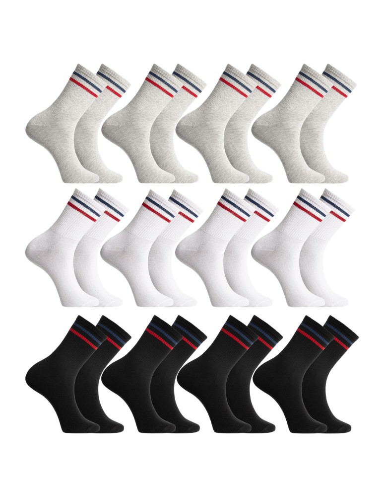 Skarpetki długie - Skarpetki męskie długie klasyczne z paskami 12-pak MIX KOLOR - produkt moraj.pl 1
