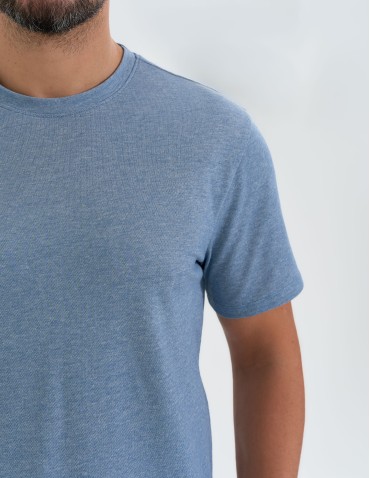 Koszulki z krótkim rękawem - Koszulka męska basic o melanżowym wykończeniu NIEBIESKI - produkt 3