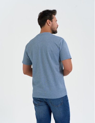 Koszulki z krótkim rękawem - Koszulka męska basic o melanżowym wykończeniu NIEBIESKI - produkt 5