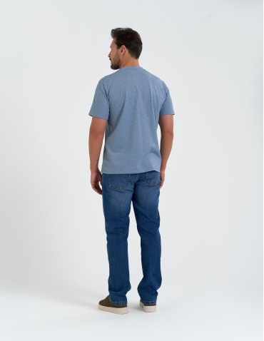 Koszulki z krótkim rękawem - Koszulka męska basic o melanżowym wykończeniu NIEBIESKI - produkt 6