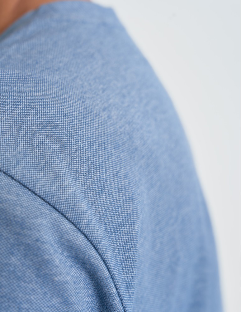 Koszulki z krótkim rękawem - Koszulka męska basic o melanżowym wykończeniu NIEBIESKI - produkt moraj.pl 7