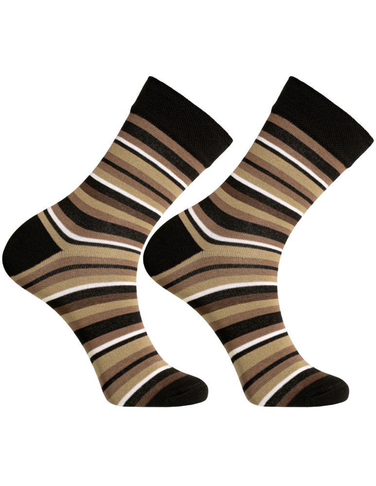 Skarpetki długie - Skarpetki męskie bawełniane długie w paski i wzory 3-pak MIX KOLOR  - produkt moraj.pl 4