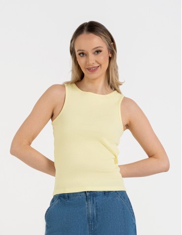 Topy na ramiączkach - Damska koszulka Tank Top w prążek FIOLETOWY - produkt 98