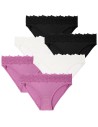 Majtki damskie mini bikini wiskozowe z ozdobną koronką 6-pak MIX KOLOR
