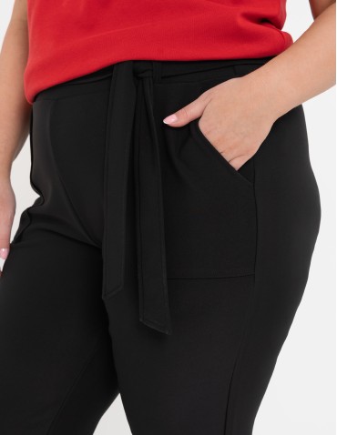 Spodnie damskie eleganckie wiązane z wysokim stanem  - produkt 2