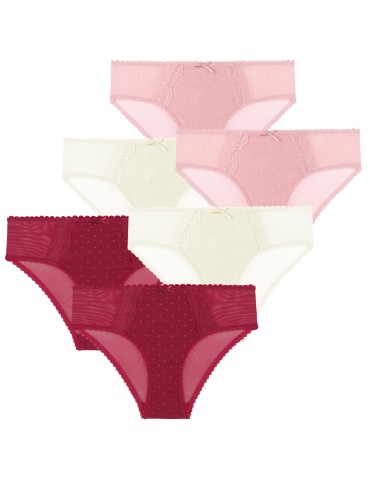 Majtki damskie figi bikini eleganckie z siateczką z tyłu 6-pak