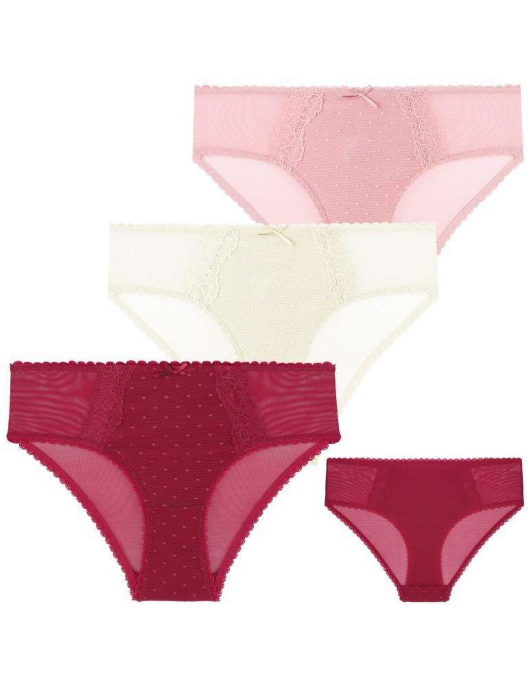 Majtki figi - Majtki damskie figi bikini eleganckie z siateczką z tyłu 6-pak MIX KOLOR  - produkt moraj.pl 5