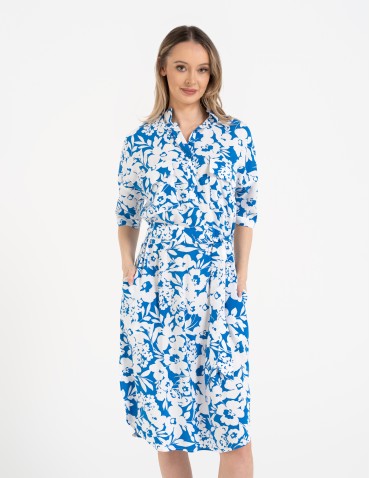 Sukienki i kombinezony - Sukienka damska szmizjerka z paskiem ze 100% wiskozy WZÓR 3 - produkt 13