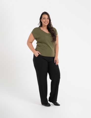 Spodnie damskie klasyczne z wysokim stanem i kieszeniami