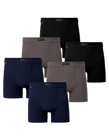Bokserki męskie bawełniane gładkie long fit 6-pak