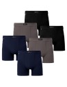 Bokserki męskie bawełniane gładkie long fit 6-pak MIX KOLOR