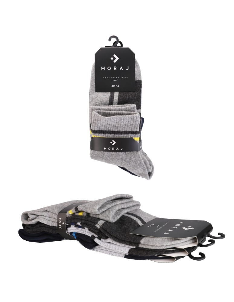 Skarpetki za kostkę - Skarpetki męskie bawełniane sportowe w paski 12-pak MIX KOLOR  - produkt moraj.pl 3