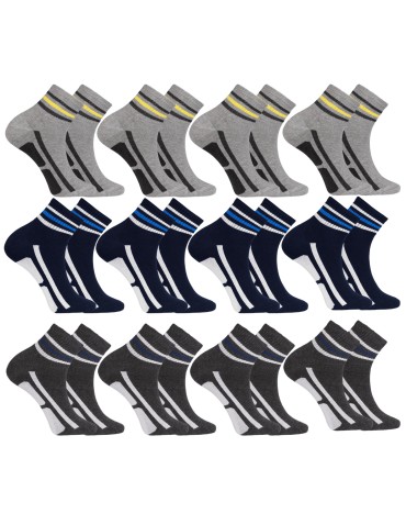 Skarpetki męskie bawełniane sportowe w paski 12-pak