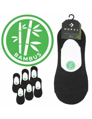 Skarpetki męskie niskie stopki gładkie z wiskozy bambusowej 6-pak - CZARNY