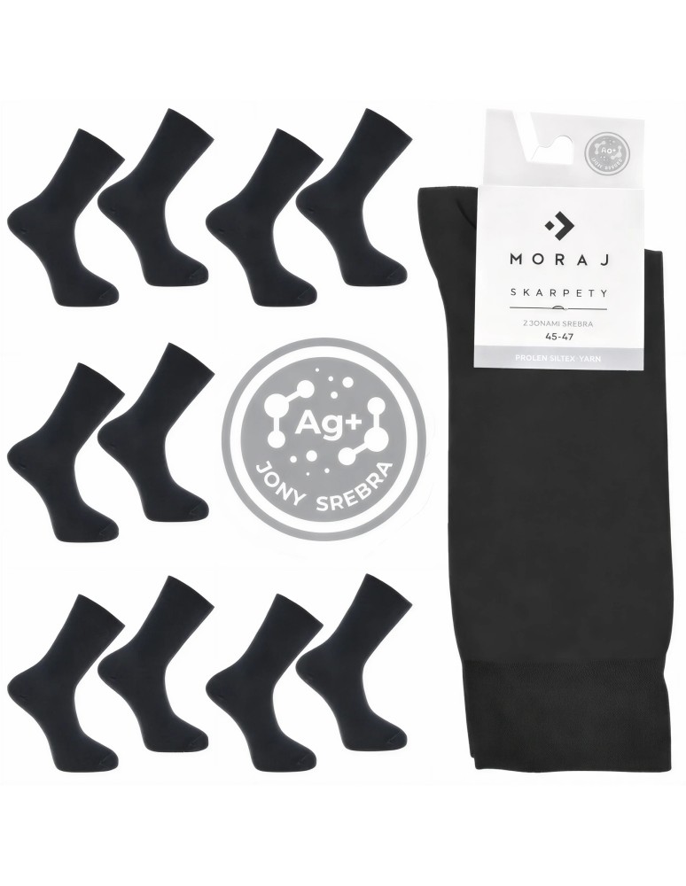 Skarpetki długie - Skarpety męskie bawełniane długie z jonami srebra 5-pak BLACK - produkt moraj.pl 1