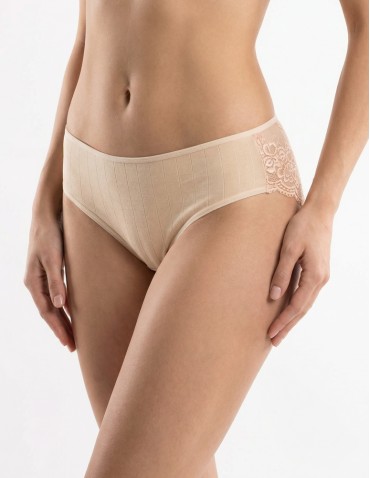 Majtki figi - Majtki damskie bikini prążkowane z koronkowym tyłem 12-pak WIELOKOLOROWY - produkt 4